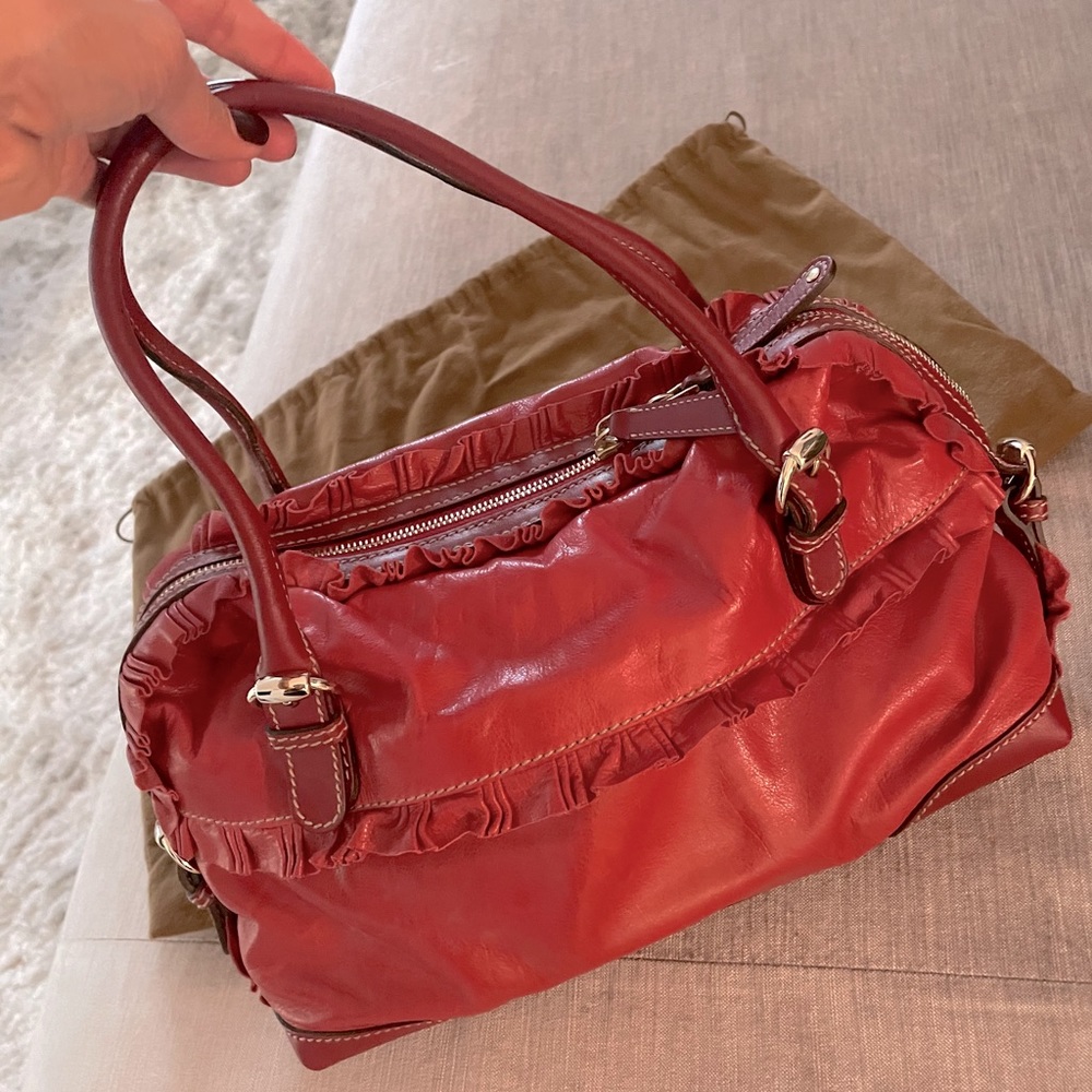 Authentic Gucci Red Leather Sabrina Boston…